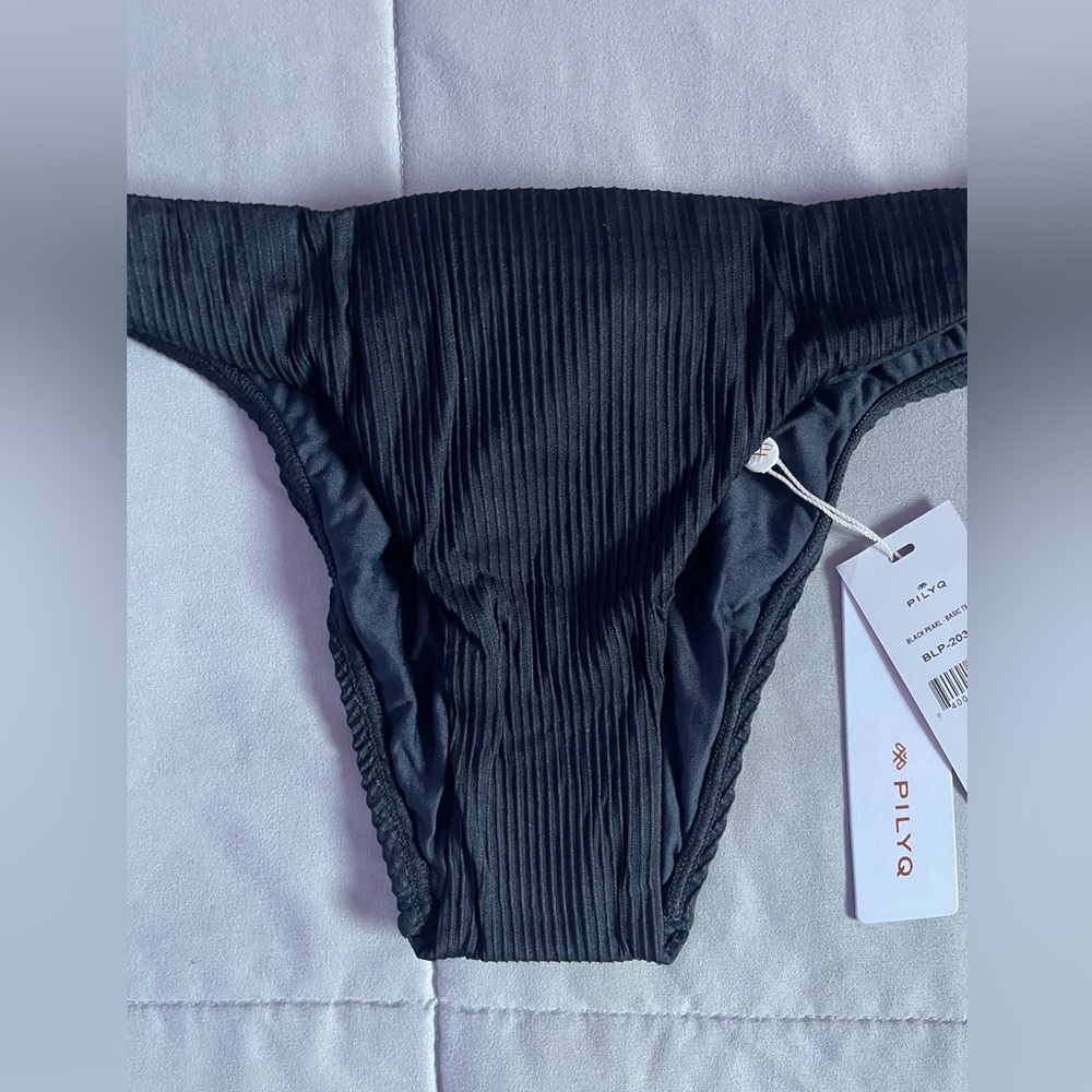 NWT PilyQ Black Pearl Basic Teeny Bikini Bottom - Picture 5 of 11